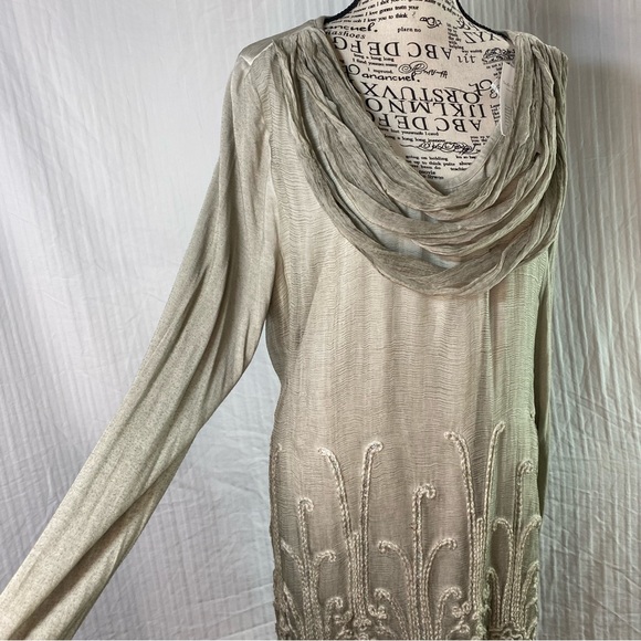 Soft Surroundings NWT sz L Silk Beaux Arts Tunic Taupe - Picture 5 of 13